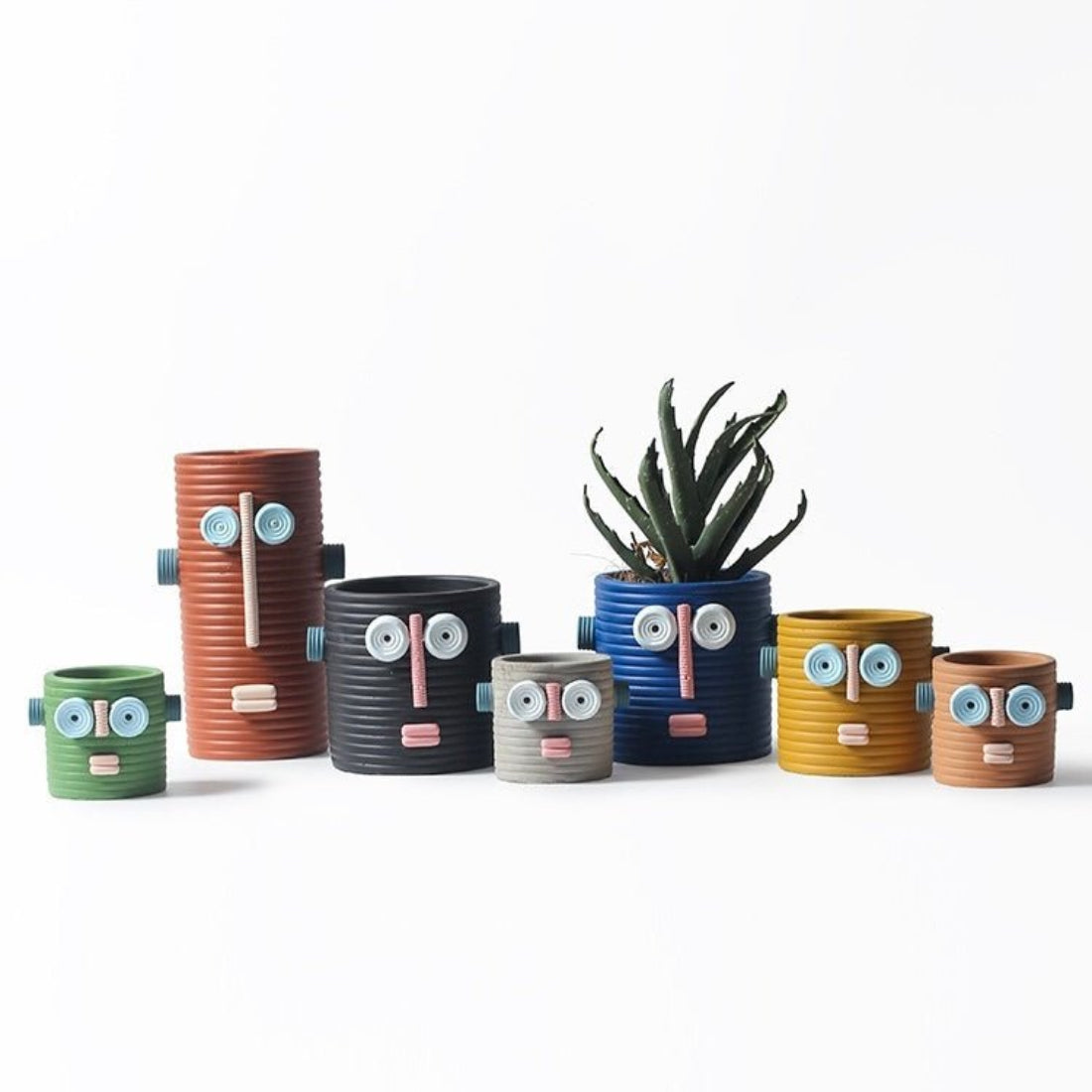 Dummy Robot Plant Flower Pot, Handmade Indoor / Outdoor Whimsical Ceramic Pots