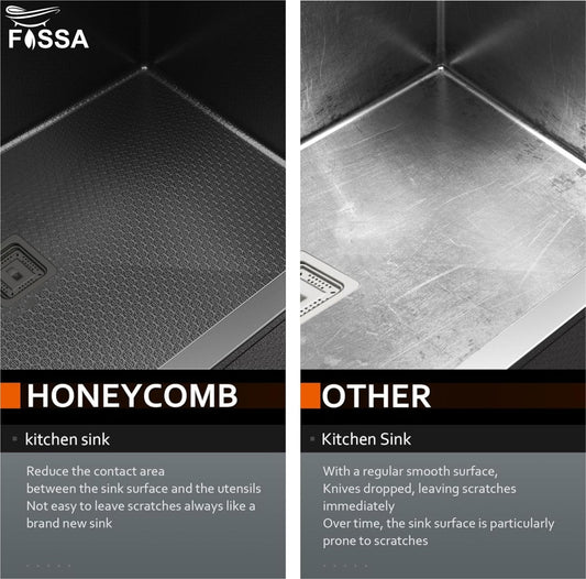 Fossa 37"x18"x10" Inch Double Bowl 304 Grade Honeycomb Embossed Kitchen Sink with Nano Coating (Black )
