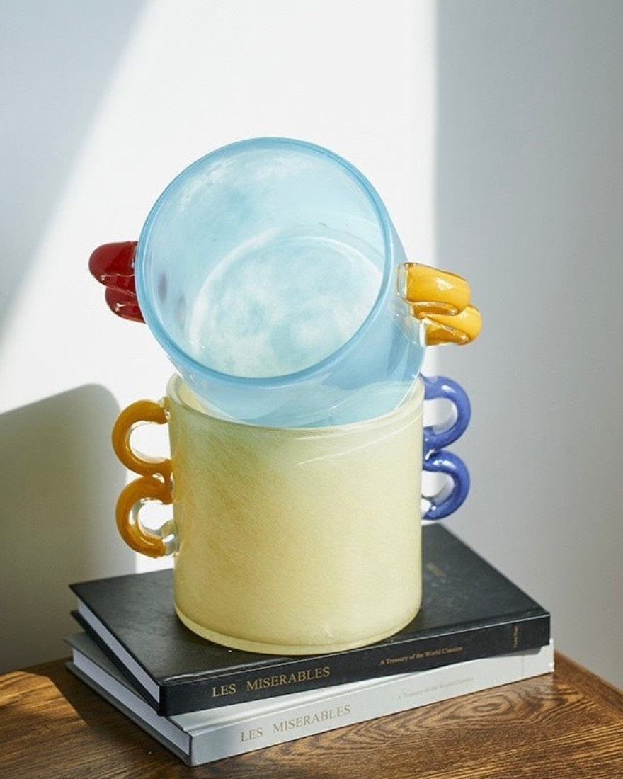 Handblown Whimsical Cylinder Vase - Eclectic Table Setting Centrepieces