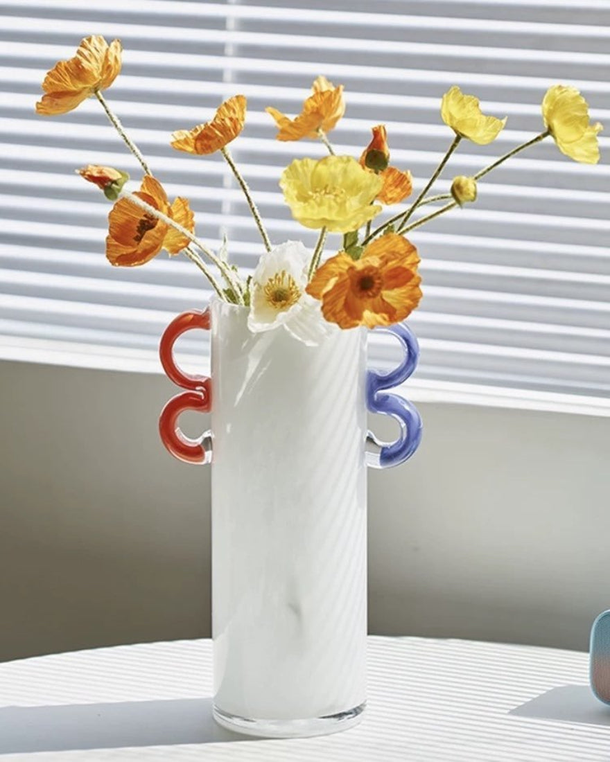 Handblown Whimsical Cylinder Vase - Eclectic Table Setting Centrepieces
