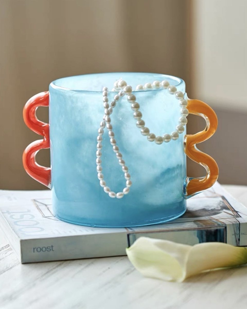 Handblown Whimsical Cylinder Vase - Eclectic Table Setting Centrepieces